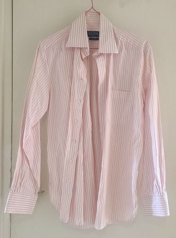 Chemise blanche à rayures rose pâle "Café Coton"