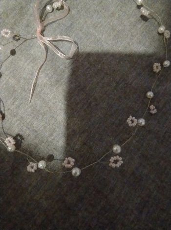 Couronne diadème argenté et perles