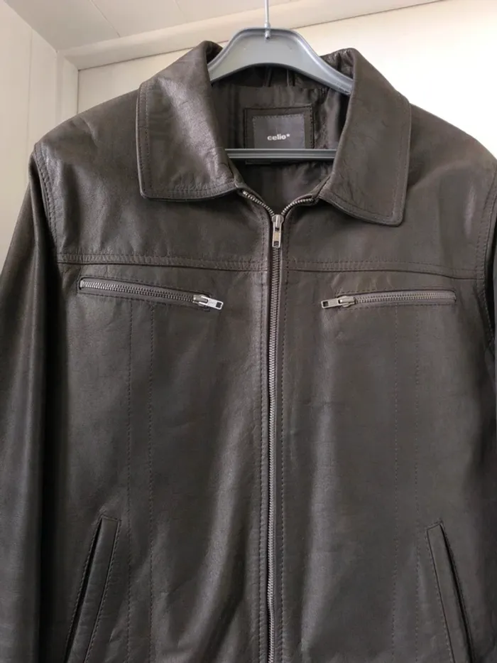 Veste en cuir marron homme L celio. Mise 3 fois. - photo numéro 3