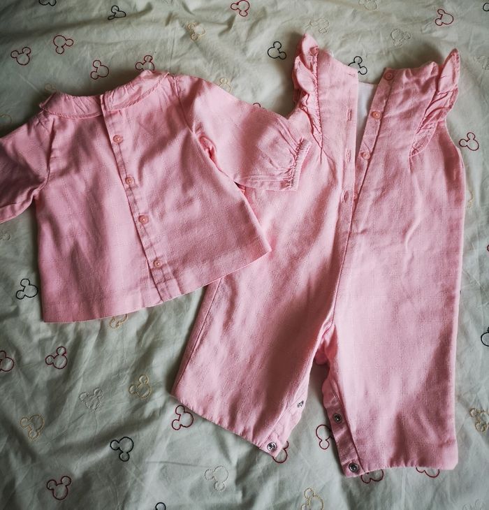 Ensemble chemise et salopette cadet rousselle 3 mois - photo numéro 2