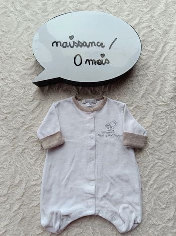Pyjama grenouillère velours Mixte Naissance 0 mois Mon Petit Lapin Kitchoun