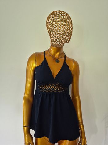 Top Femme Bleu Marine en Dentelle Taille Unique 