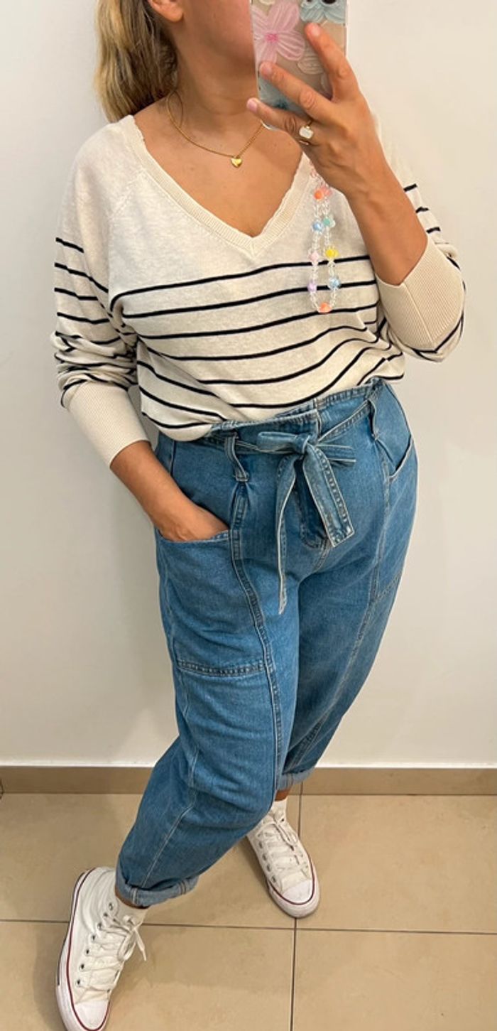 Pull Léger À Rayures ZARA Taille M - photo numéro 5