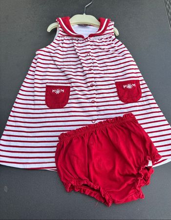 Robe été style marin 24 mois sergent major rouge de garance