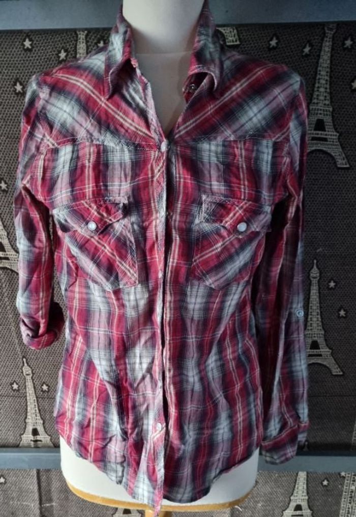 Chemise à carreaux manches retroussable taille 42 - photo numéro 1