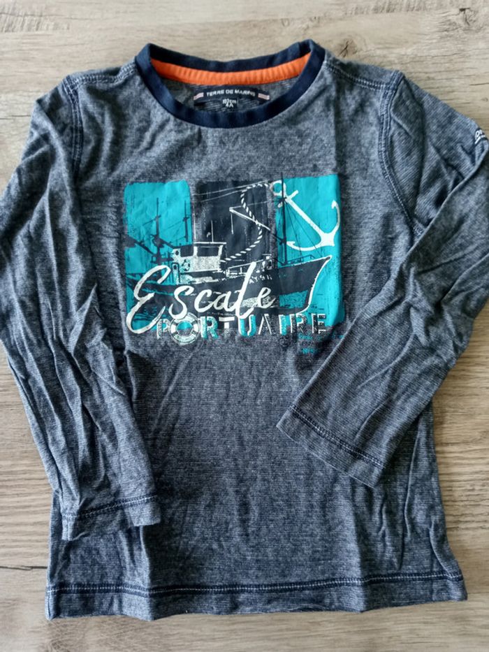 Tee shirt manches longues Terre de Marins escale portuaire - 4 ans
