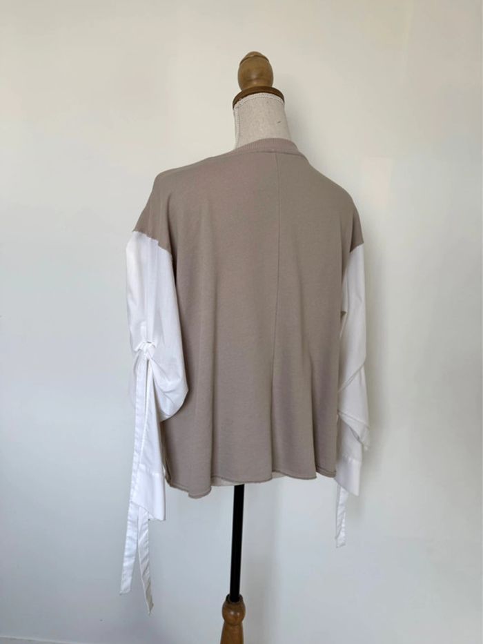 Sweat zara chemise camicia t-shirt camisa noeud M Maglia blouse haut folder blusa blouse t-shirt - photo numéro 4