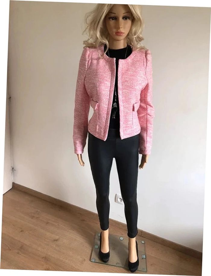 Veste de tailleur rose et blanche neuve Morgan taille 38 (valeur 79€) - photo numéro 3