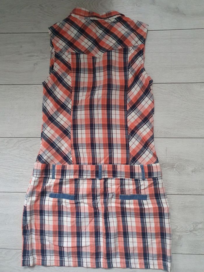 Robe Courte Sans Manches à Carreaux - photo numéro 2