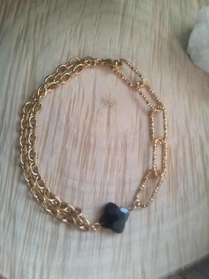 Bracelet double trèfle obsidienne 🖤.