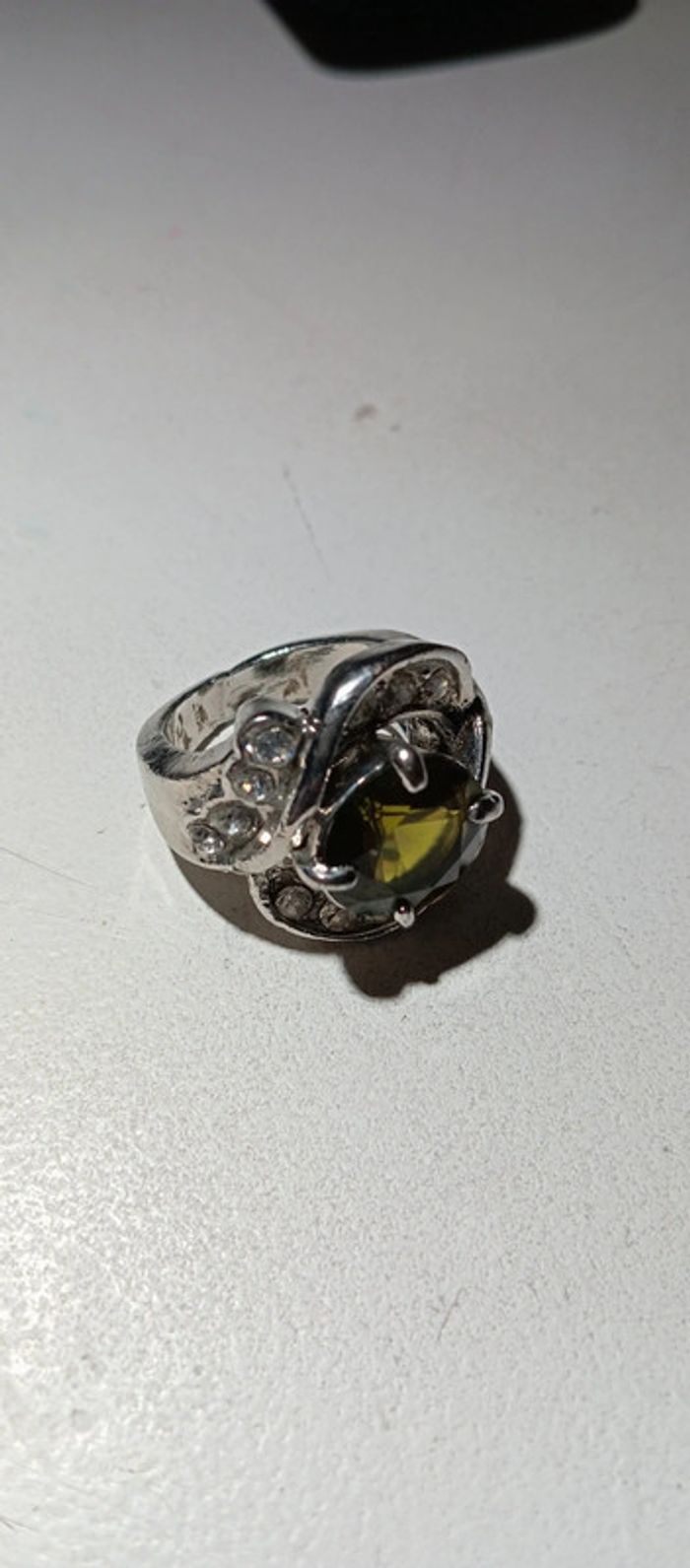 Bague fantaisie pierre kaki - photo numéro 3