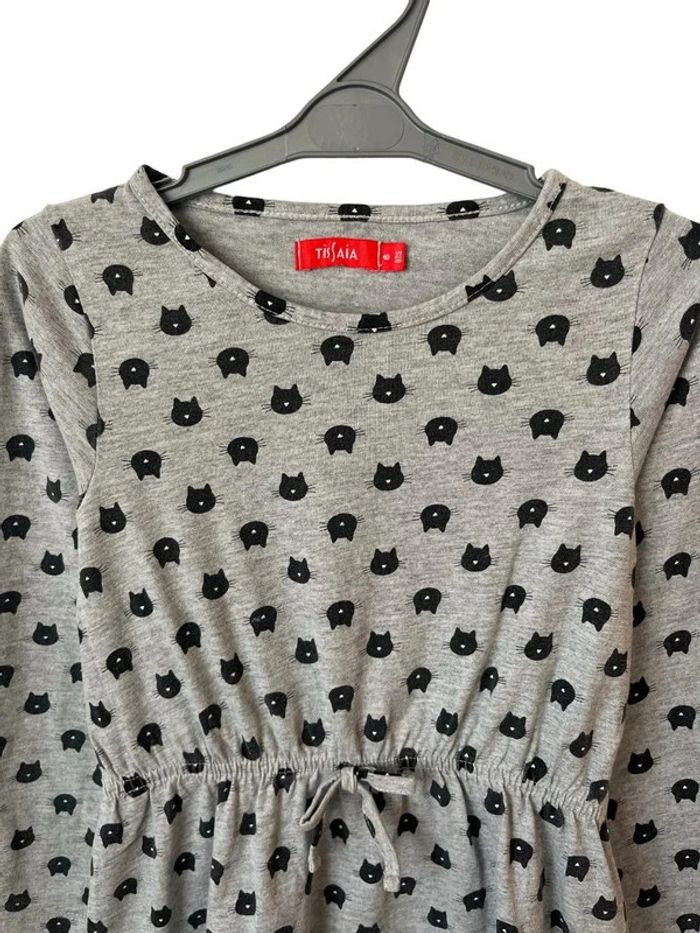 Robe grise à manches longues (chats) - Tissaia 6 ans - photo numéro 2