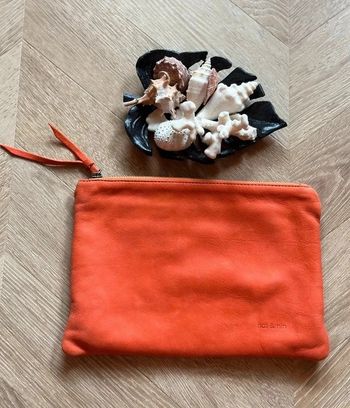 Pochette de sac en cuir orangé corail - Nat&Nin
