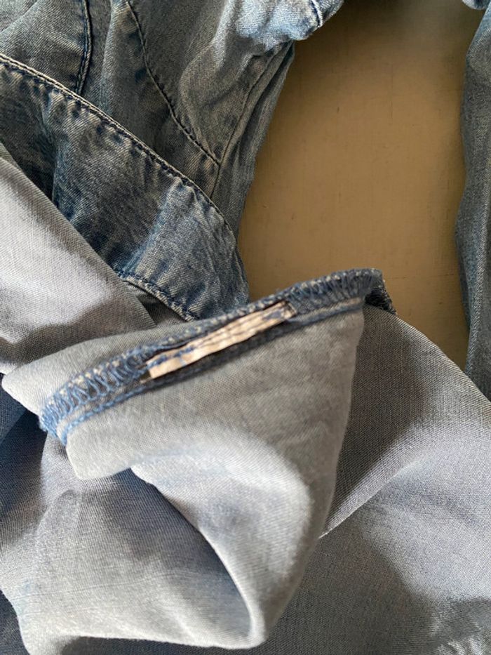 Blouse chemise jeans Bréal taille M manches longues avec strass - photo numéro 15