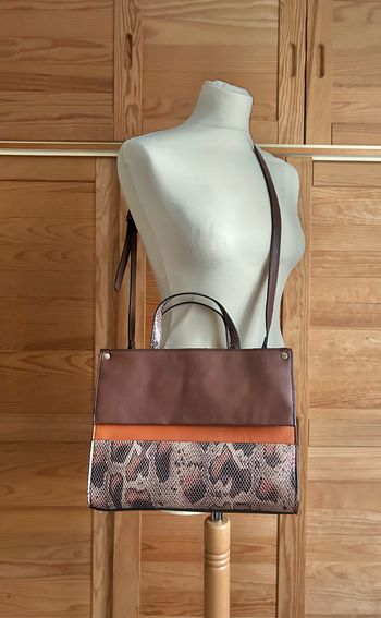 👜 Sac à main cuir marron & python