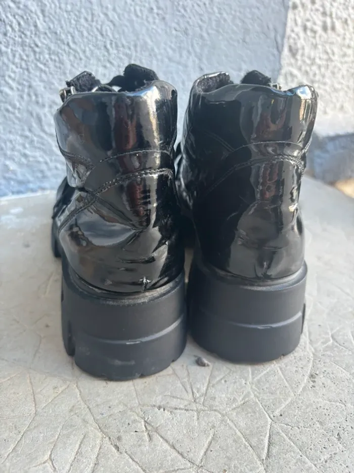 Bottines ranger serpent noir reflet - photo numéro 3