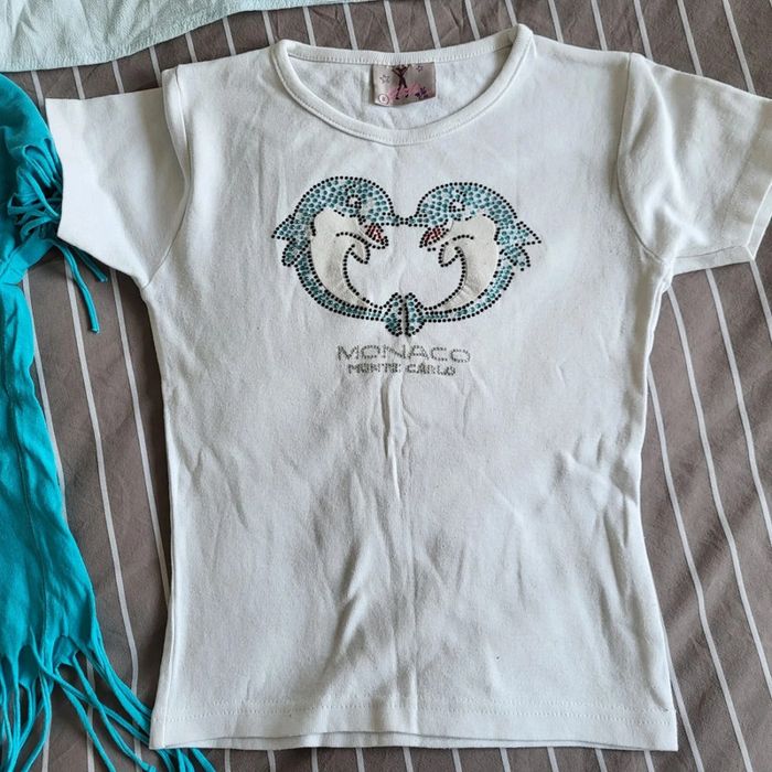 Lot 2 tee shirts 8 ans tons bleu ( les 2 de gauche sont vendus ) - photo numéro 2