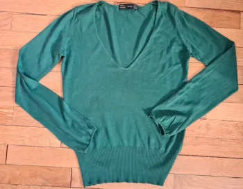 Pull fin vert sapin T 40 ZARA 