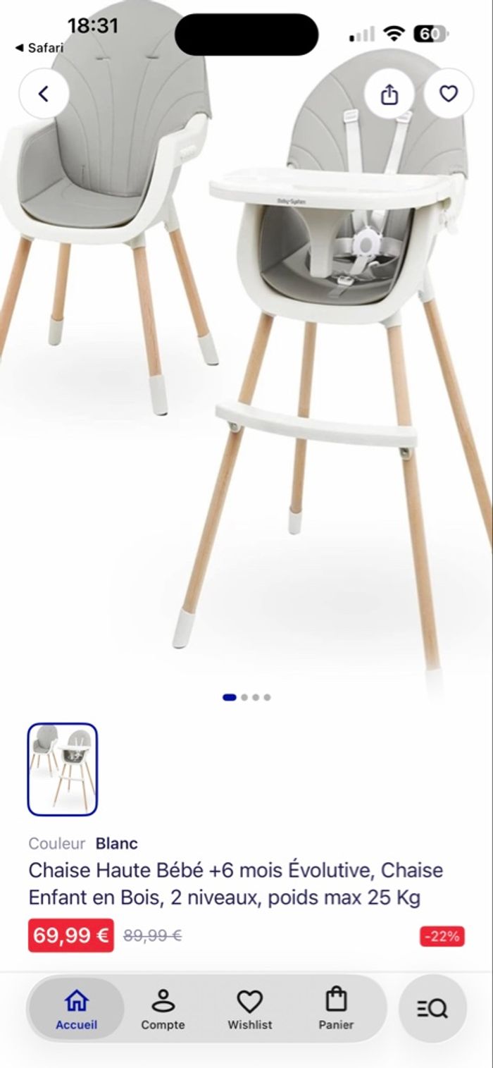 Chaise haute bébé  Luna - photo numéro 5