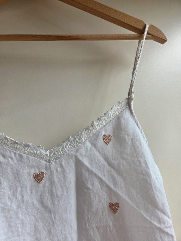 Débardeur blanc à coeurs dorés - Melya Melody paris taille L - photo numéro 2