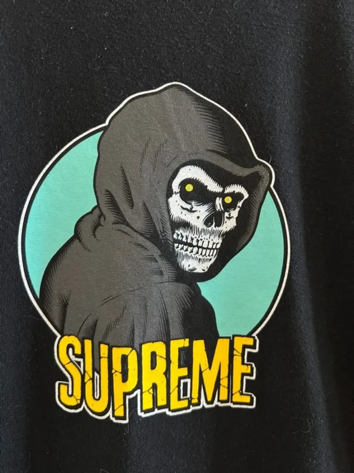 T shirt noir homme Supreme taille M Reaper SS23 Camiseta negra hombre nero uomo Schwarzes Herren - photo numéro 2