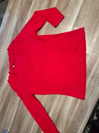 Pull léger manches 3/4 rouge femme
