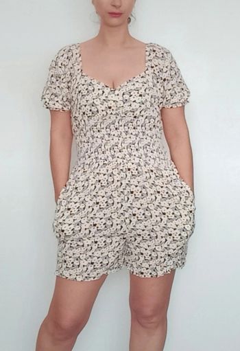 Combishort fleurie décolletée coeur taille unique