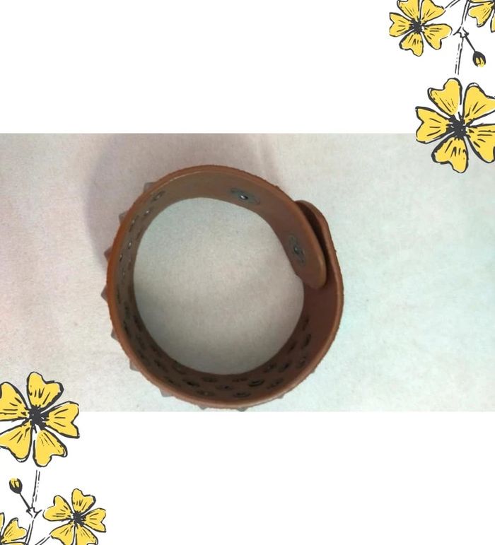 Bracelet large clouté style rock camel effet daim - photo numéro 4
