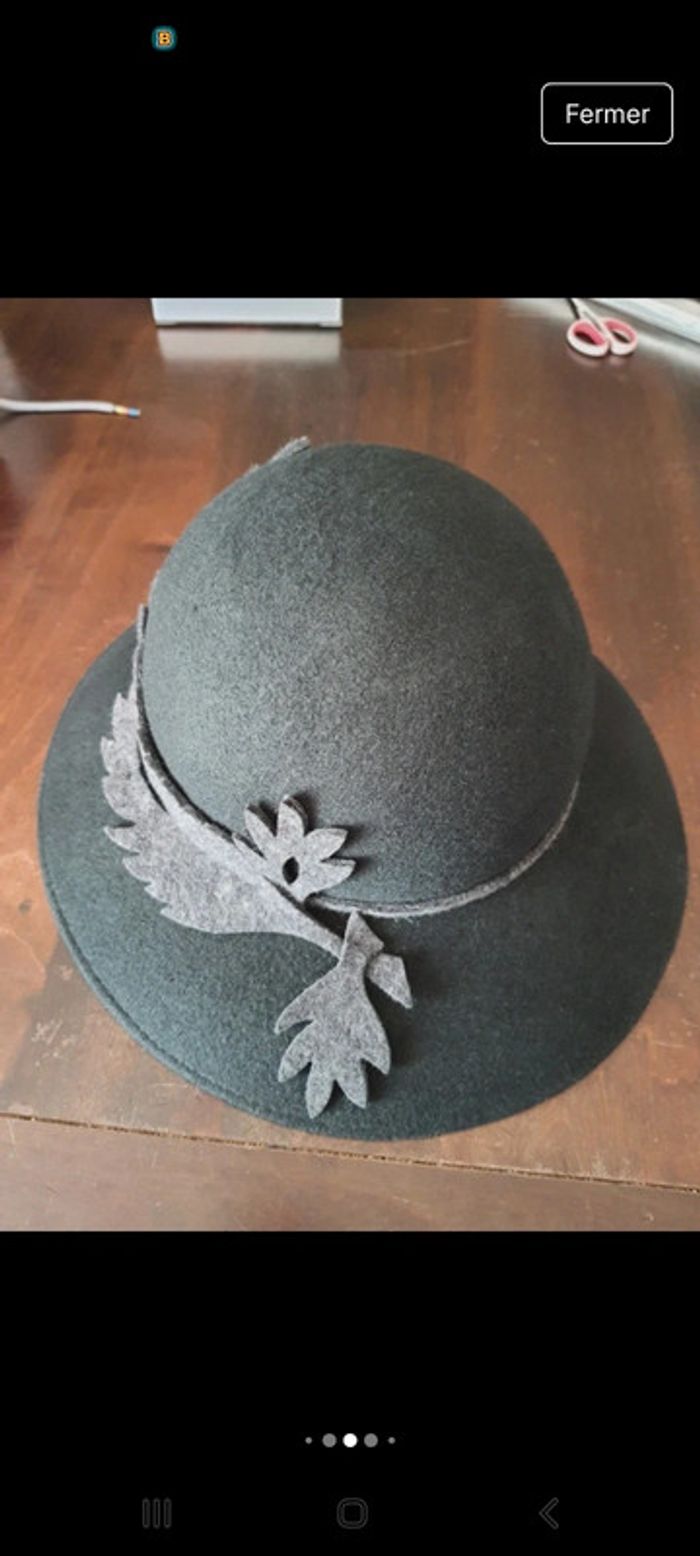 Chapeau femme noir en 100% laine 56cm - photo numéro 13