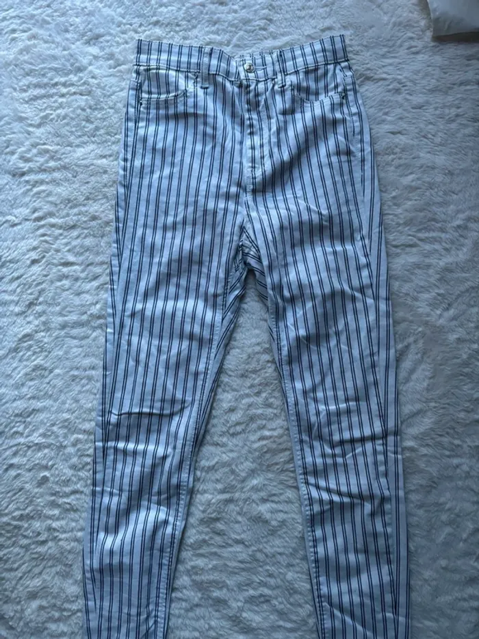 Lot de 2 jeans - bleu et rayé - photo numéro 2