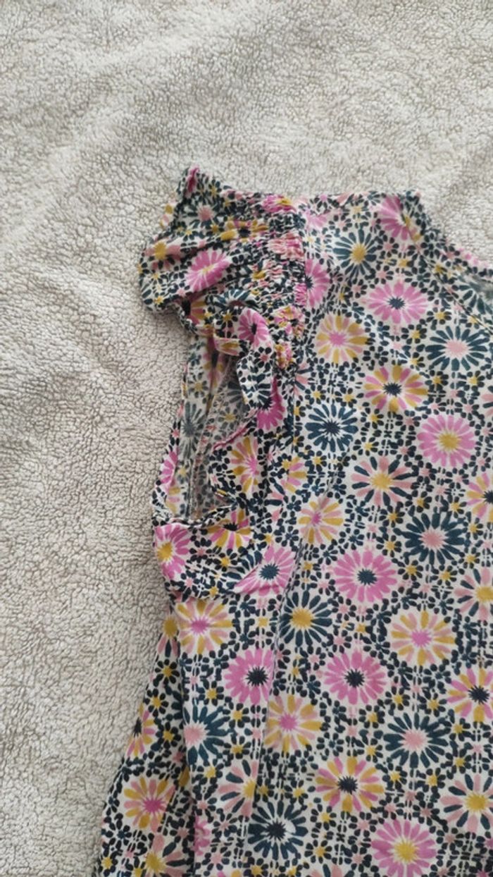 Robe à fleurs blanche rose jaune noir 8 ans u essentiel - photo numéro 3