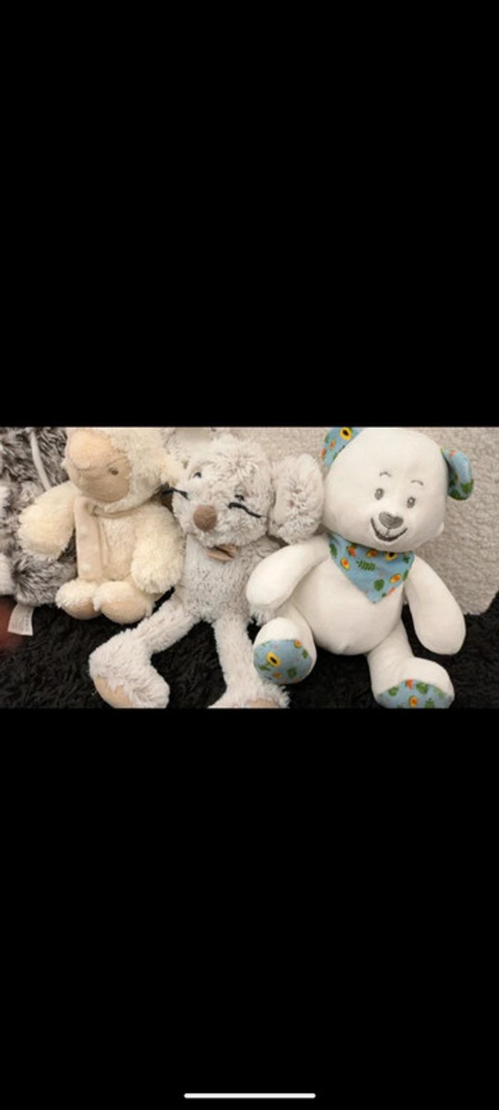Lot de peluche doudou lapin mouton souris ours - photo numéro 3