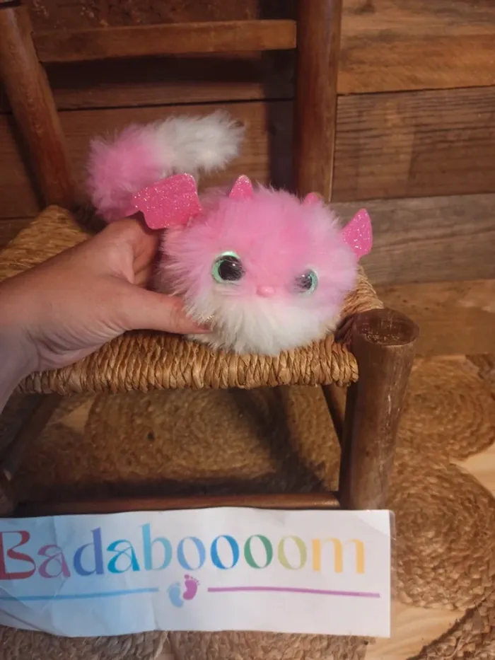 Peluche jouet chat pomsies rose blanc tbe - photo numéro 6