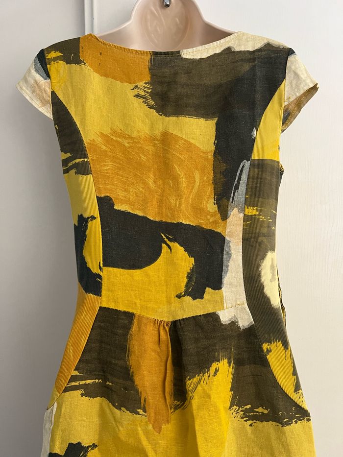 Robe été lin jaune kaki made in Italy robe chic, habillées - photo numéro 7