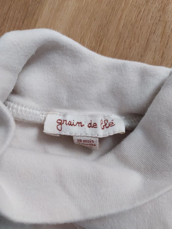 Pull col roulé Grain de blé 18M beige - photo numéro 6