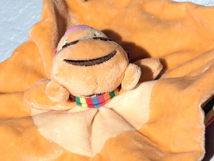 Tigrou Doudou Robe Orange Echarpe Robe Rayures Multicolores Animal Peluche Petits Enfants Bébés - photo numéro 5
