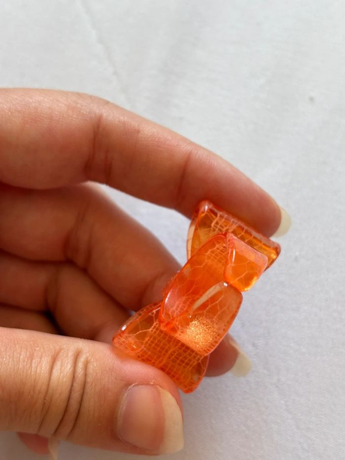 bague forme noeuds papillon orange rainures plastique ajustable - photo numéro 3