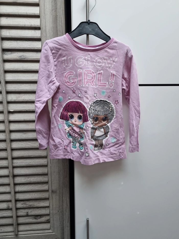Pull léger manche longue rose LOL 5-6 ans