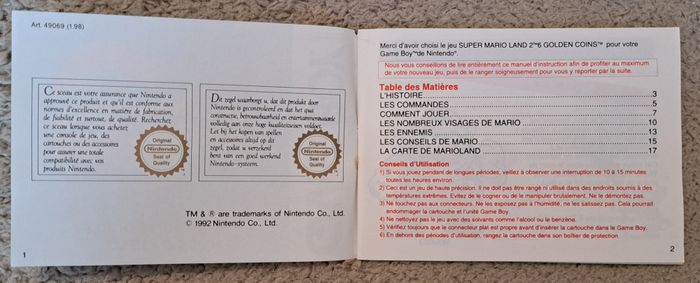 🎮 Notice Super Mario Land 2 Nintendo Gameboy GB - photo numéro 2