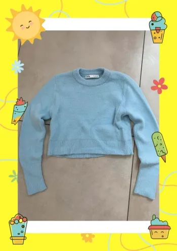 Pull court bleu clair Zara 36