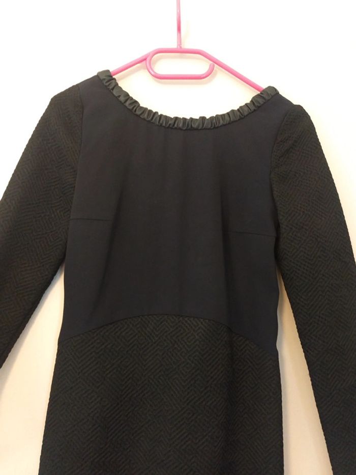 Robe fourreau noir col cuir Taille 1 - photo numéro 2