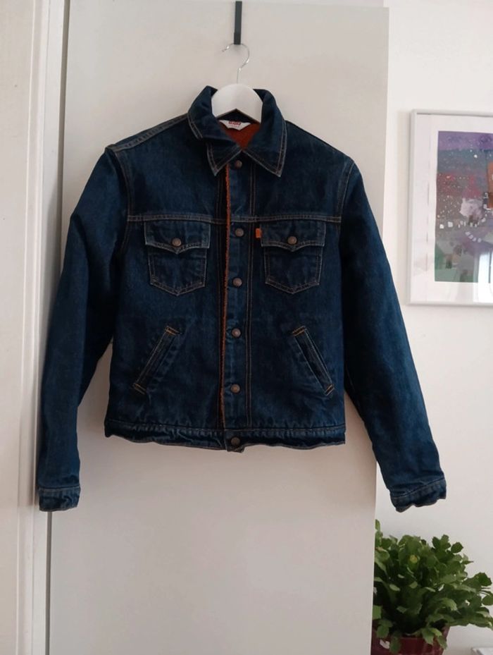 Veste en jean vintage Levi's fourrée sherpa orange - photo numéro 10
