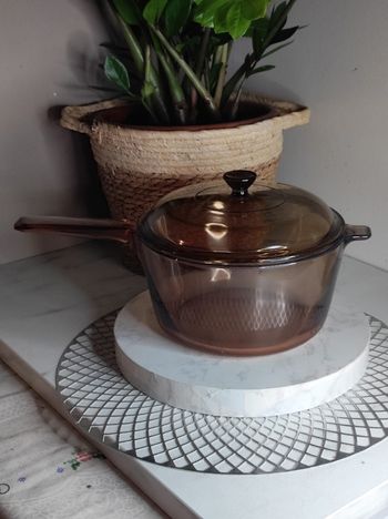 Casserole en verre ambré vision