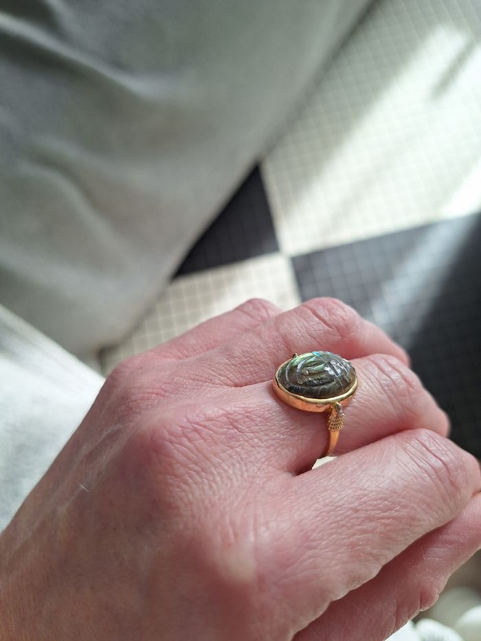 Bague labradorite forme scarabée - photo numéro 2