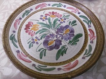 keraluc quimper assiette grés motif floral bleu 