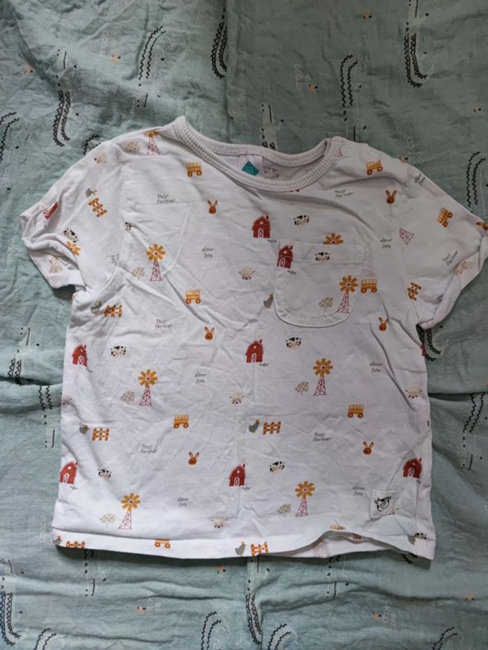 T-shirt blanc la ferme T.18 mois