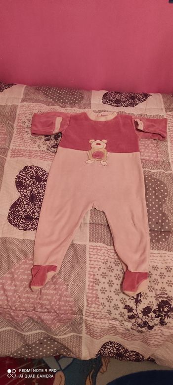 Grenouillère velours nounours pommette 12 mois