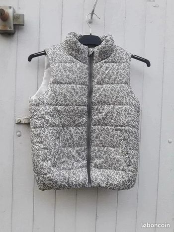 Veste sans manches fille kaki et blanc avec fleur / Taille 10 ans / In extenso