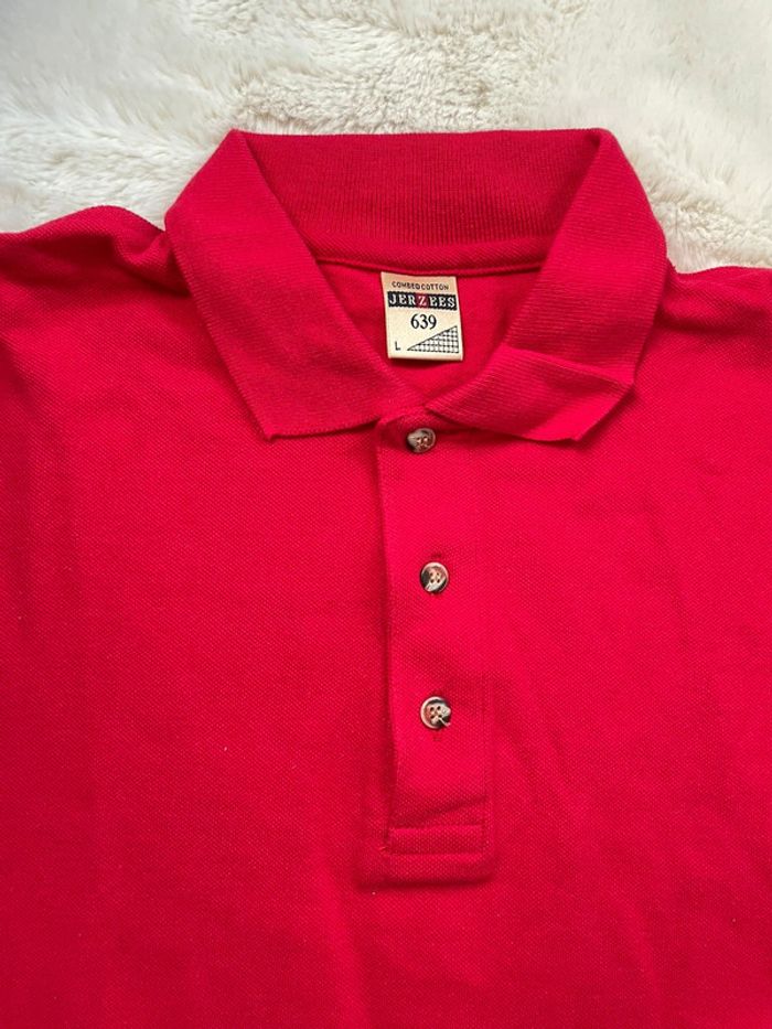 Polo rouge 100% coton taille L jerzees - photo numéro 2
