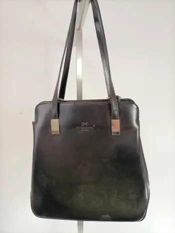 sac à main hexagona paris noir cuir chic léger vintage